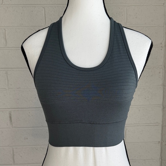 Alphalete Charcoal Ribbed Sports Bra - Picture 2 of 11
